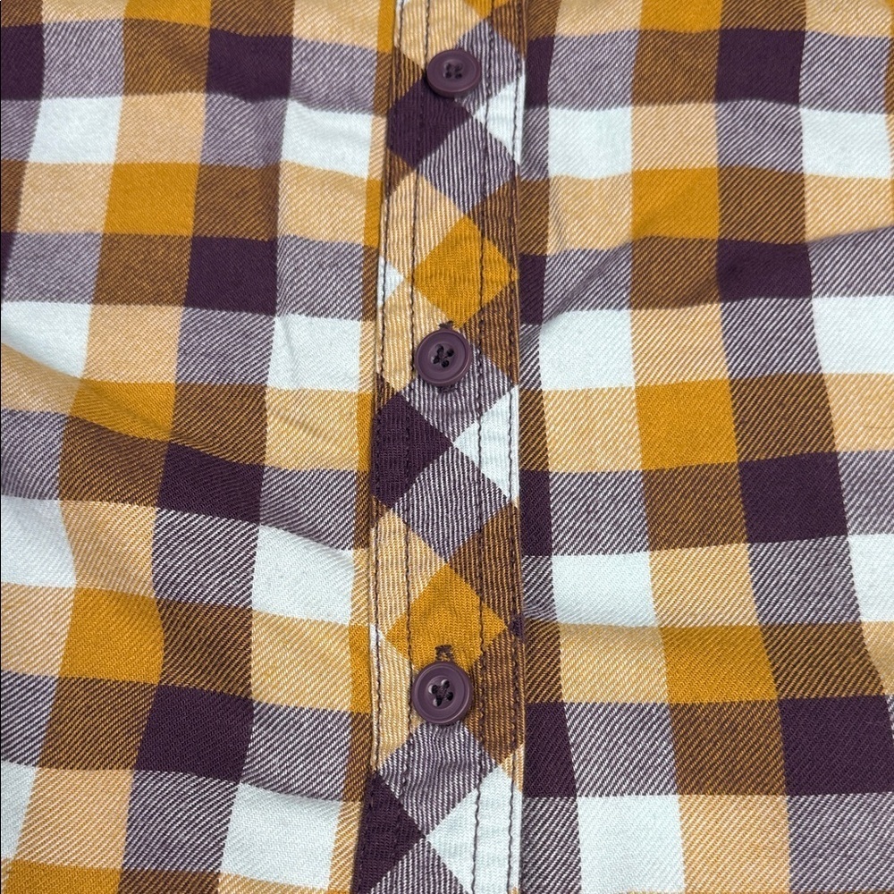 Duluth Trading Co Yellow and Brown Plaid Shirt - Picture 5 of 5